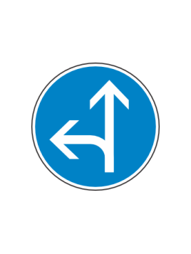 Panneau B21D2 – Direction Obligatoire Tout Droit ou Gauche en Acier NF | Signal Market