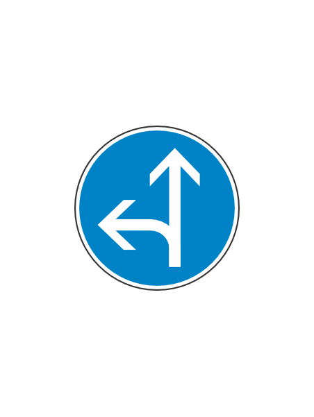 Panneau B21D2 – Direction Obligatoire Tout Droit ou Gauche en Acier NF | Signal Market